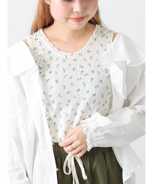 Samansa Mos2（サマンサモスモス） tシャツ 花柄パターンメッシュ