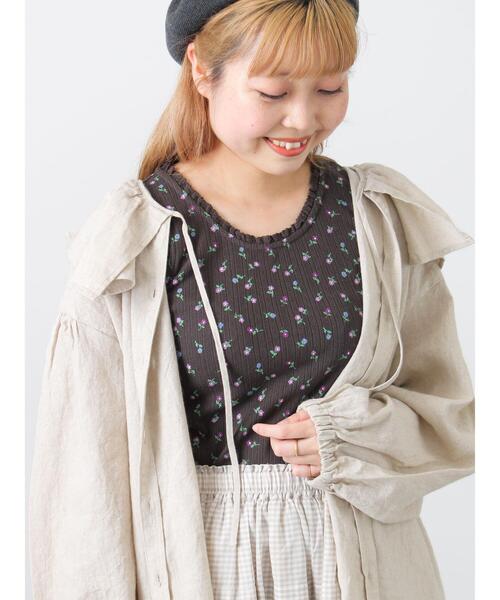 Samansa Mos2（サマンサモスモス） tシャツ 花柄パターンメッシュ