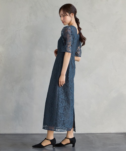 Aimer Acret】レースミモレパーティードレス Aimer Acret レースミモレ 