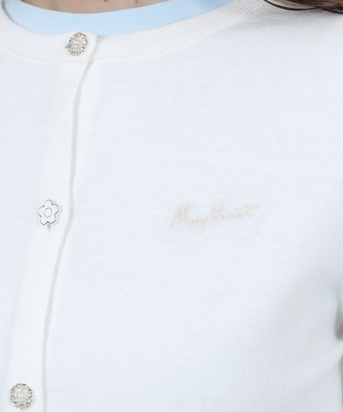 MARY QUANT 長袖 カーディガン ホワイト MARY QUANT（マリークヮント） カーディガン マリークワント ビジュー