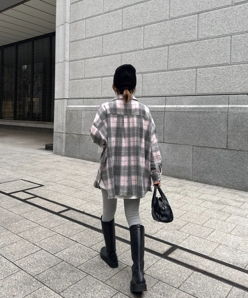 「ISOOK」 長袖ネルシャツ FREE ブラック レディース_画像2