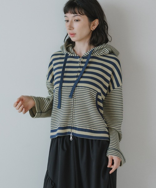 パーカー R.P.miller/ミラー 切り替えボーダーダブルジップパーカー 2026年 夏 夏服 レディース_2