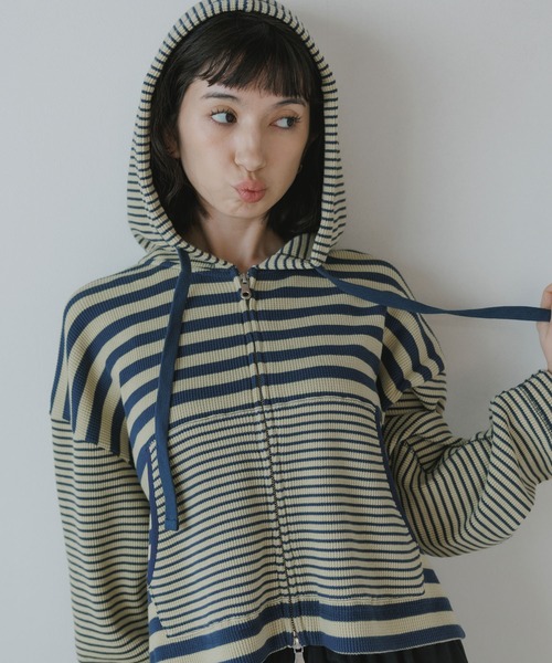 パーカー R.P.miller/ミラー 切り替えボーダーダブルジップパーカー 2026年 夏 夏服 レディース_16