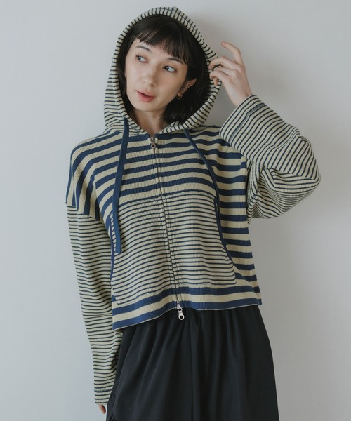 パーカー R.P.miller/ミラー 切り替えボーダーダブルジップパーカー 2026年 夏 夏服 レディース_17
