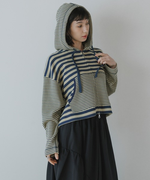 パーカー R.P.miller/ミラー 切り替えボーダーダブルジップパーカー 2026年 夏 夏服 レディース_19