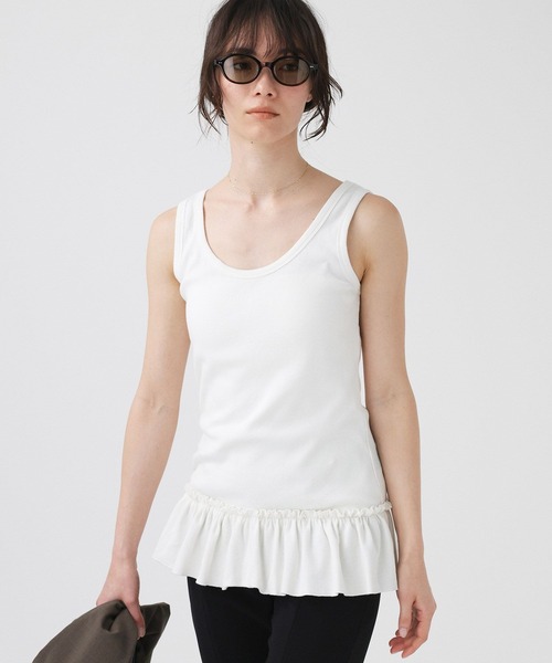 theory 新品 ペプラムノースリーブ WHITE BABYLONE（バビロン） タンクトップ ノースリーブ ペプラムフリル