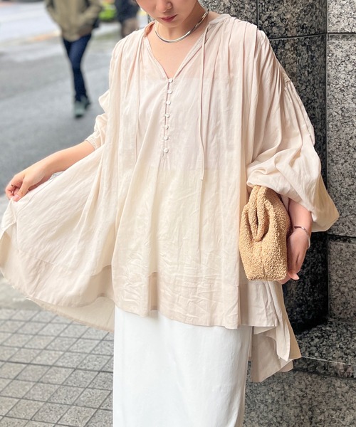 ブラウス シャツ ローンチュニック レディースの画像