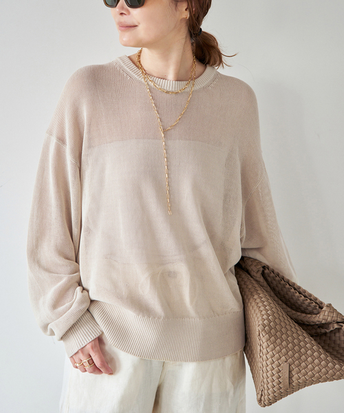 美品✨アパルトモン ドゥーズィエムクラス コットン ニットプルオーバー ベージュ Deuxieme Classe（ドゥーズィエムクラス） ニット セーター *TONIC