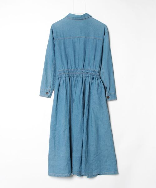 「junoah」 シャツワンピース MEDIUM ブルー レディース_画像2