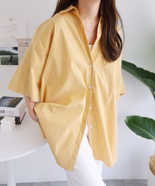 「andme」 「alma design」半袖シャツ L ブルー レディース_画像5