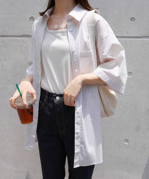 「andme」 「alma design」半袖シャツ L ブルー レディース_画像7