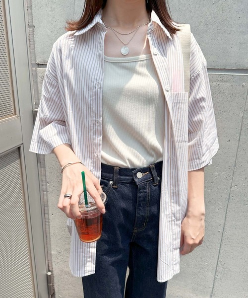 「andme」 「alma design」半袖シャツ L ブルー レディース_画像8