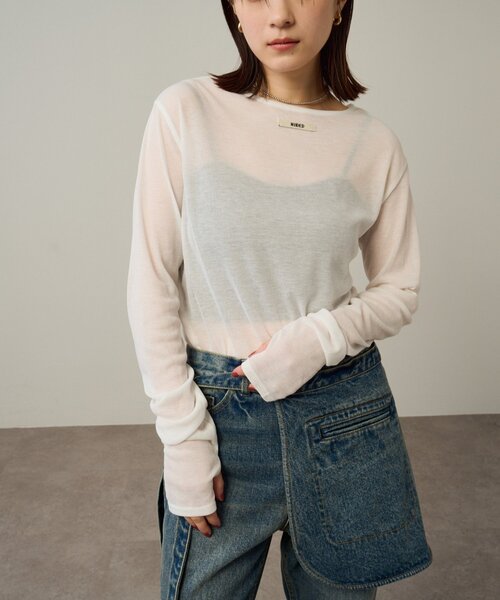 「Omekashi」 長袖カットソー FREE チャコールグレー レディース_画像2