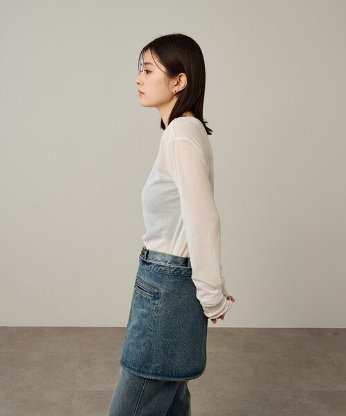 「Omekashi」 長袖カットソー FREE チャコールグレー レディース_画像5