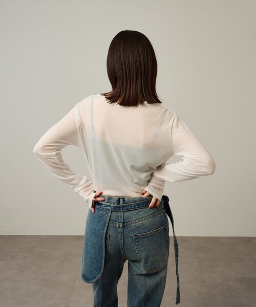 「Omekashi」 長袖カットソー FREE チャコールグレー レディース_画像6