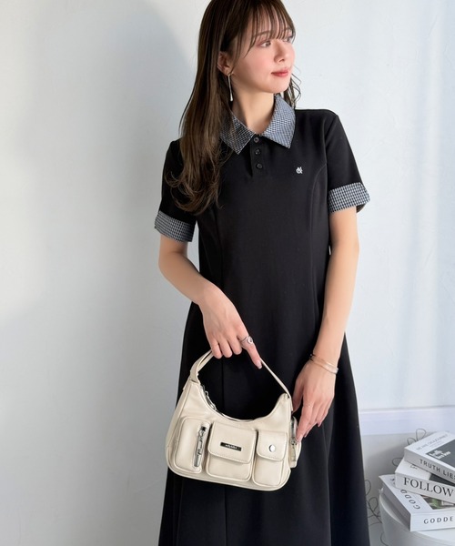 「mily bilet」 半袖ワンピース X-LARGE ブラック レディース_画像6