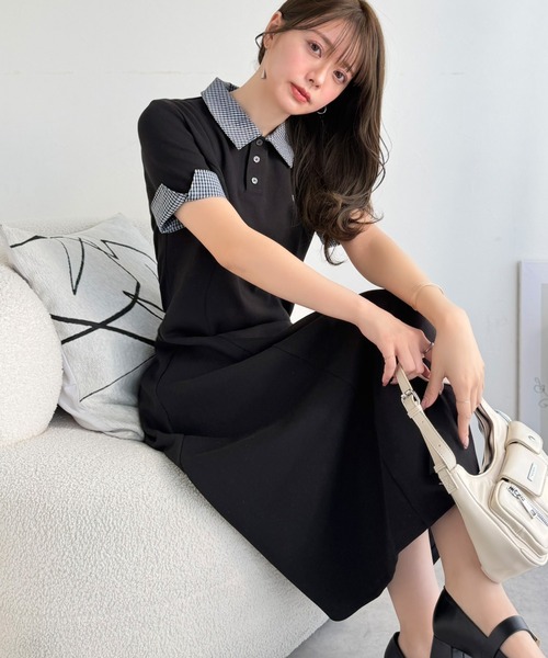「mily bilet」 半袖ワンピース X-LARGE ブラック レディース_画像9