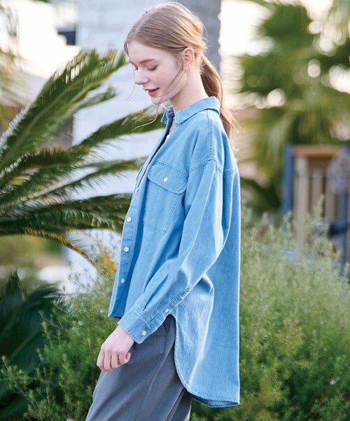 「DRESSTERIOR」 長袖シャツ 34 ブルー レディース_画像6