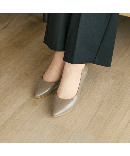 パンプス 歩きやすい 「レイン対応」エナメルプレーンパンプス | carino | 12