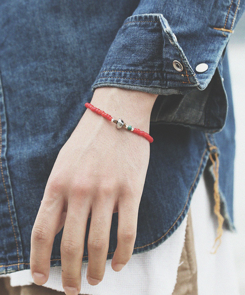 SunKu（サンク） ブレスレット White Heart Beads Bracelet メンズ