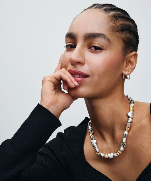 PANDORA（パンドラ） ピアス アシンメトリック ハート フープ ピアス