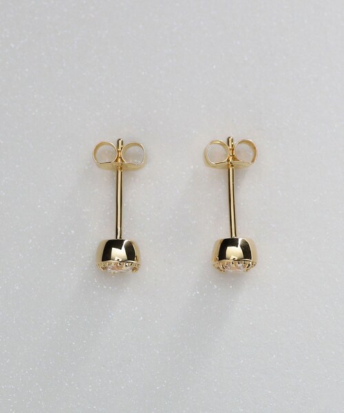 COCOSHNIK ピアス K18ダイヤモンド フチミル スタッドピアス