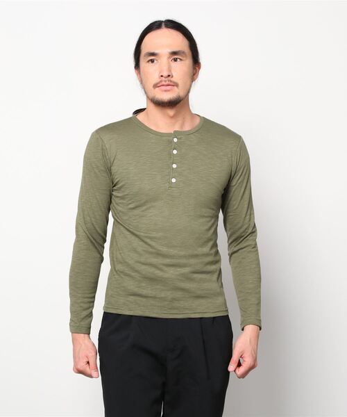 Bling Leads tシャツ 20/- スラブ 天竺 ブ ヘンリーネック ロング T