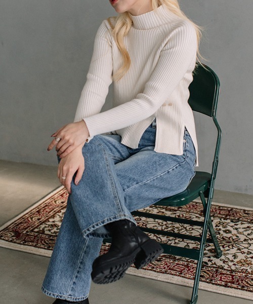 ニット セーター side slit rib knit/サイドスリットリブニット レディース