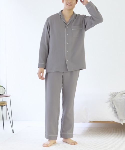 パジャマ kaimin navi/快眠ナビ　老舗タオルメーカー「UCHINO」コラボ企画パジャマ　長袖長パンツ メンズ