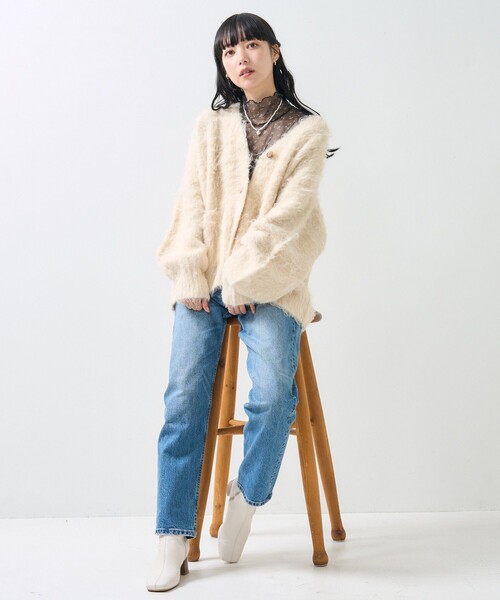 FREAK'S STORE カーディガン シャギーニット Vネック レディース