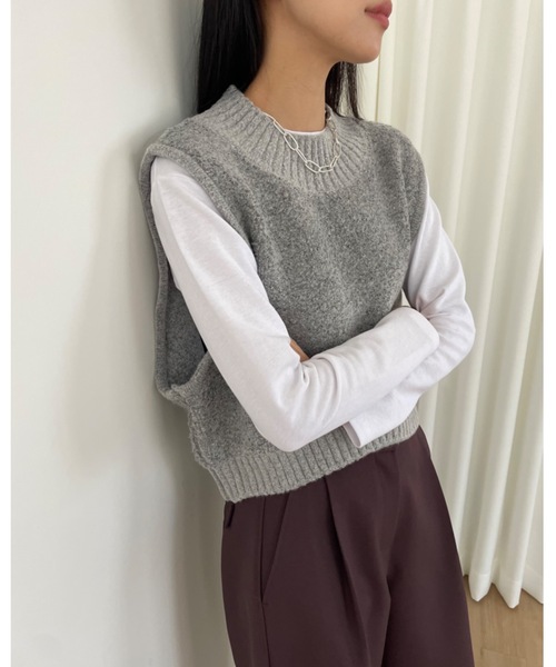 ベスト ジレ 「DIDOT.」ブークレ ニット ベスト レディース Didot.showroom ベスト ジレ 「DIDOT.」ブークレ ニット
