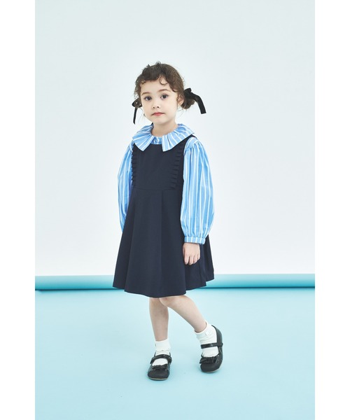 maarook（マルーク） ブラウス シャツ ボールドストライプフリル衿