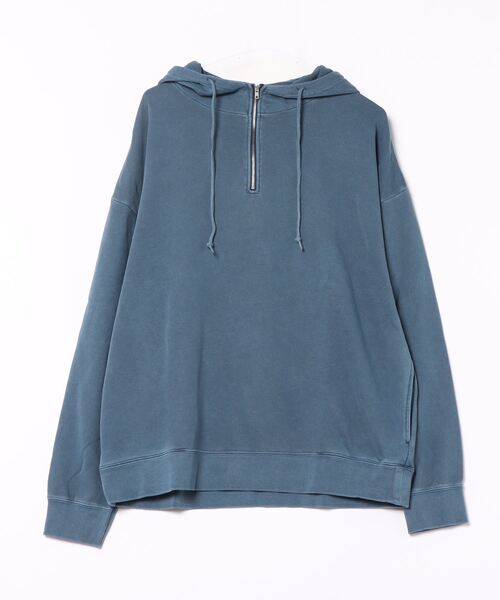 パーカー 「ピグメント加工 裏毛スウェットハーフジップパーカー レディース メンズ B.I.D. パーカー 「ピグメント加工 裏毛スウェットハーフジップ