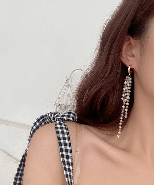 aimoha（アイモハ） ピアス 韓国風優しい水晶チェーンピアス