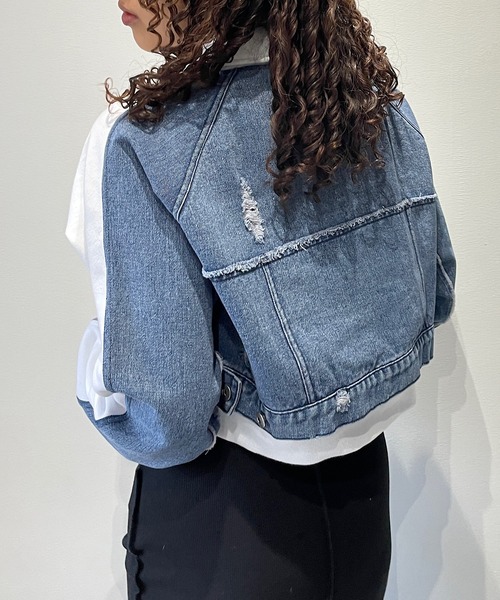 Roger&Raw トレーナー スウェット ショート丈バッグデニムプル