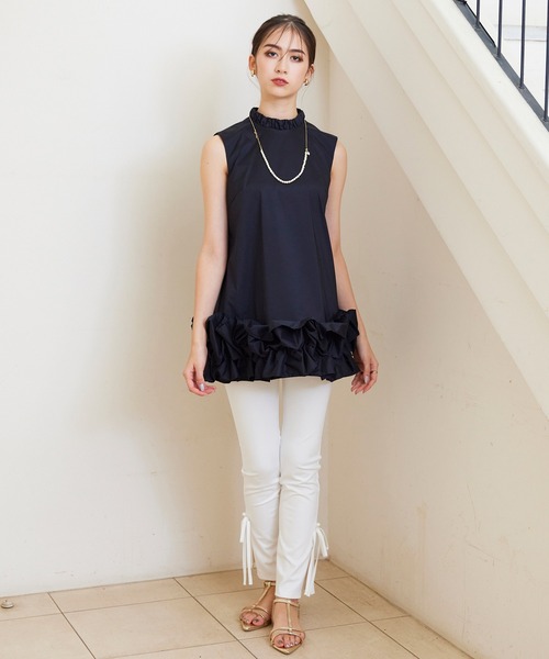 未使用□Audie a Muses□38□タックフリルブラウス□黒□定価3.1万