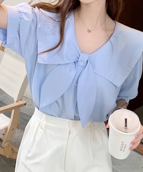 frunco ブラウス シャツ ボウタイマリンブラウス レディース