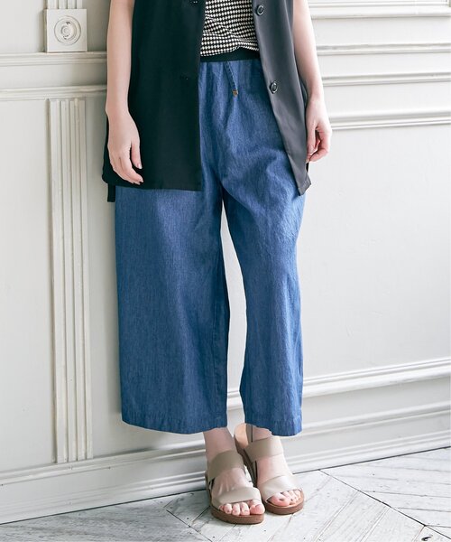 ikka パンツ 麻混ベルト付きワイドパンツ レディース : ZOZOTOWN