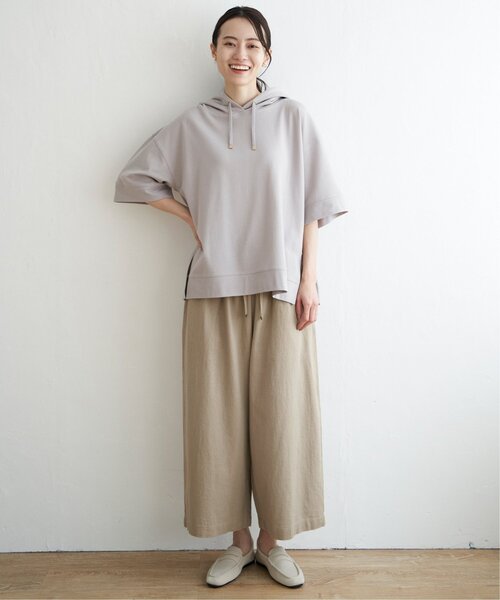 ikka（イッカ） ワイドパンツ パンツ 麻混ベルト付きワイドパンツ