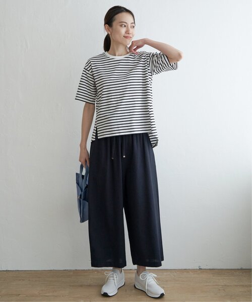 ikka（イッカ） ワイドパンツ パンツ 麻混ベルト付きワイドパンツ