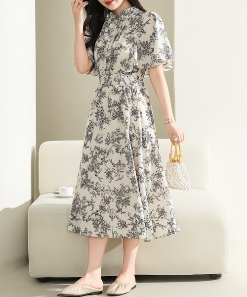 Lace Ladies（レースレディース） ワンピース フロント プリーツ 花柄