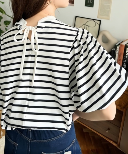 deux amour tシャツ バルーンスリーブ短丈トップス レディース
