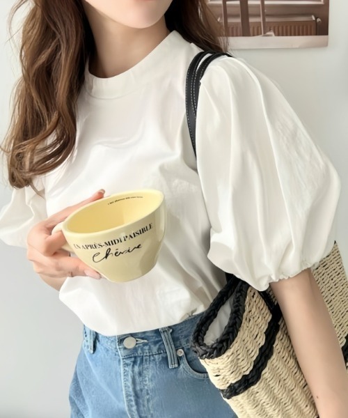 deux amour tシャツ バルーンスリーブ短丈トップス レディース