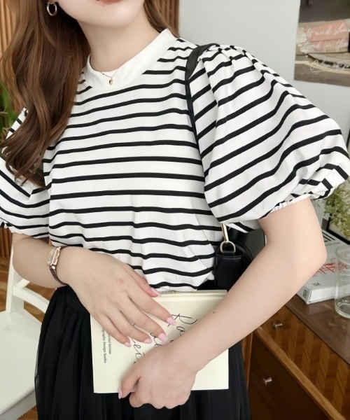 deux amour tシャツ バルーンスリーブ短丈トップス レディース