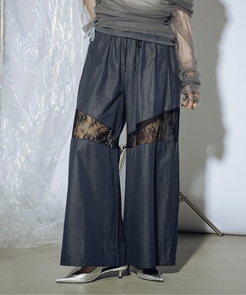 Ezick パンツ Lady mood レース切替トラックパンツ レディース