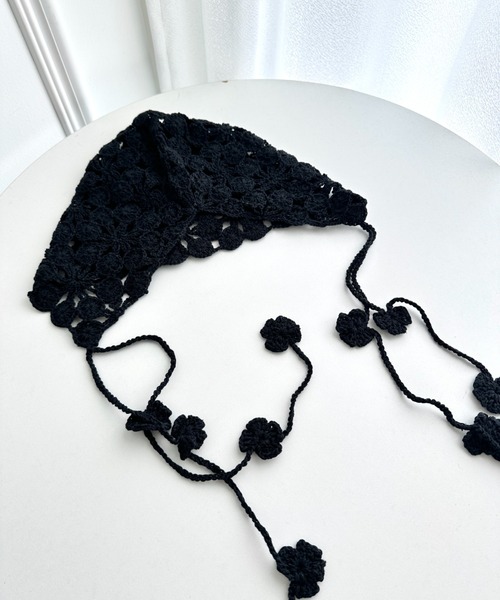 Loueme ニット帽 ニットキャップ フラワークロシェ編みニットキャップ