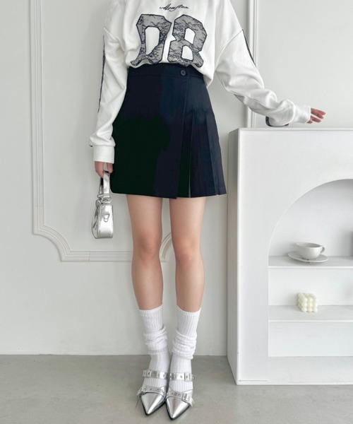 のん❗️LUSUD モコモコスカート Loueme スカート インナーパンツ付ラップ風プリーツミニスカート