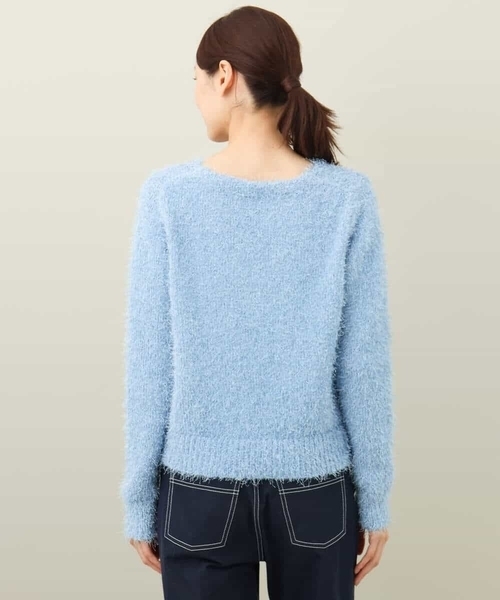 OFUON / オフオン ラメシャギーVネックニット/洗える OFUON ニット セーター ラメシャギーVネックニット/洗える