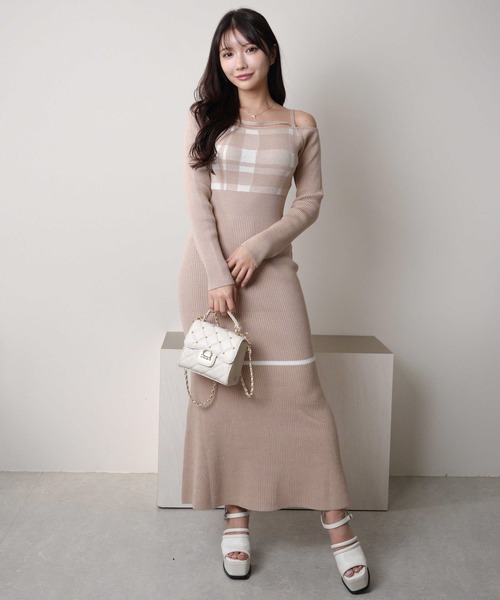 Glam Lipsジャガードマーブル ワンピース ベージュ 完売品 m25191313793_1.jpg?1754407314