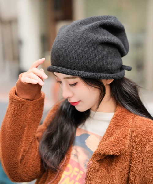 L LABEL（エルラベル） ニット帽 ニットキャップ ドローコードニット